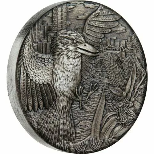 2018 $2 Kookaburra 2oz Silver High Relief Antiqued Coin