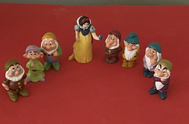 VINTAGE DISNEY SNOW White Seven Dwarfs Vinyl Plastic pvc Figures Set of ...