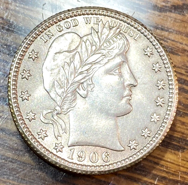 1906 Barber Quarter Super Original White Very Choice BU CHRC