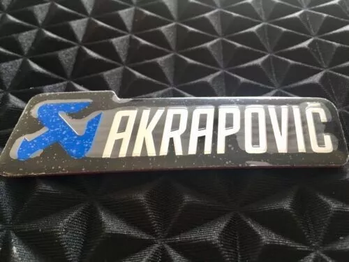 1x Akrapovic BLUE 3D Exhaust Sticker Decal Heat Resistant Aluminium 100x30 Metal