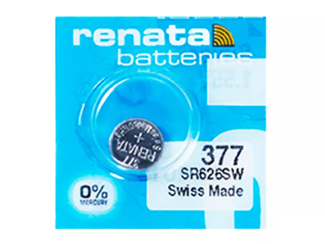 Renata 377 Pila Batteria Orologio Mercury Free Silver Oxide SR626SW Swiss 1.55V