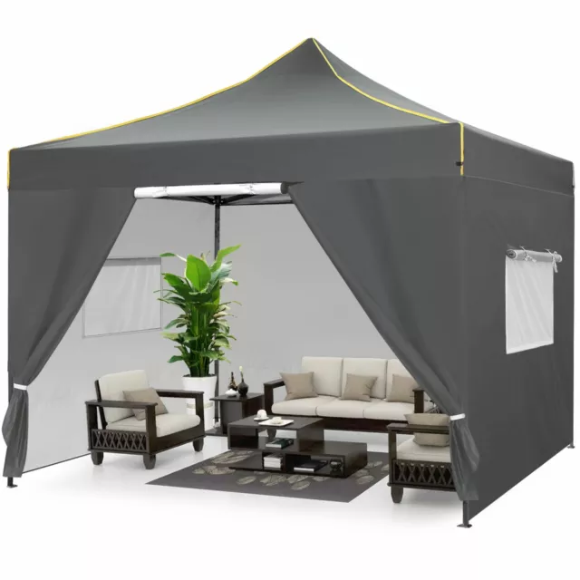 Faltpavillon 3x3M Wasserdicht Stabil Partyzelt Pop Up Pavillon mit Seitenwänden