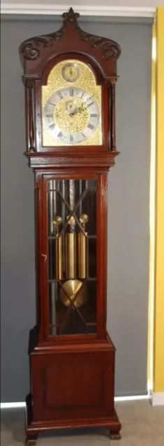 Mahogany Quarter Striking Musical Tubular Bells Longcase Grandfather Clock