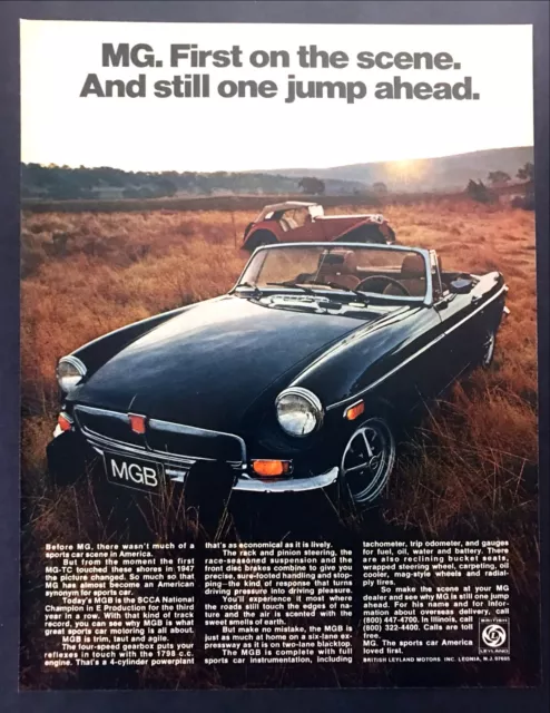 1974 MG MGB Convertible 1947 MG-TC photo "First on the Scene" COLOR print ad