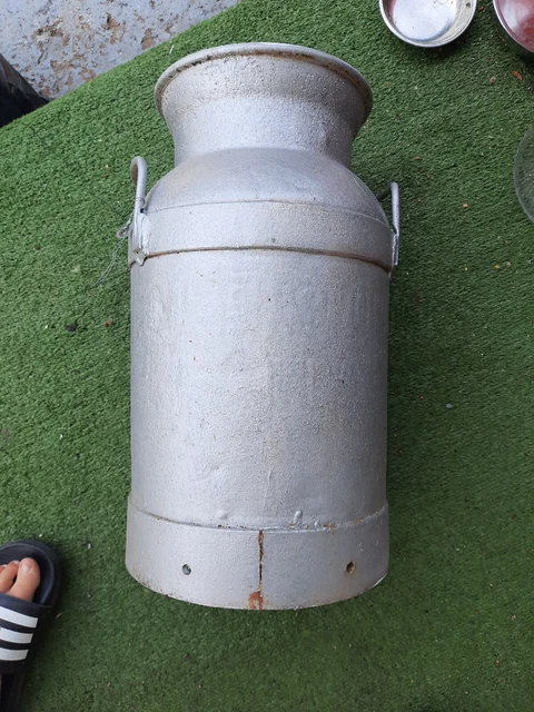 Vintage Milk Can 19x9in Metal Repainted