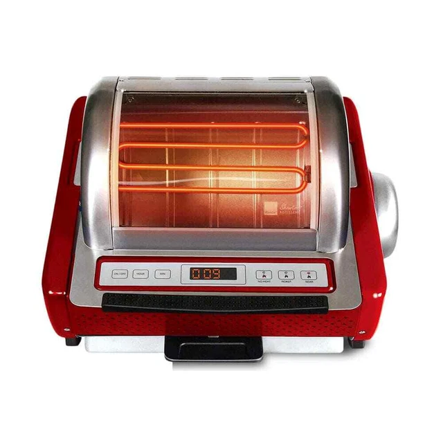 Ronco Countertop Oven/Rotisserie 1250W Automatic Shut-Off Touchpad Control Red