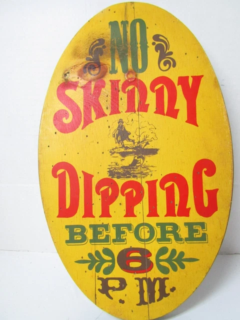 VINTAGE SKINNY DIPPING Wooden Sign Hot Tub Home Adult Humor Wall