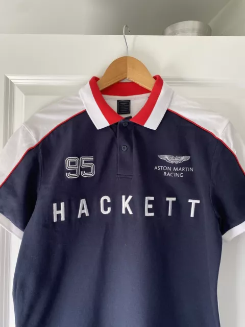 Hackett Aston Martin Polo Shirt Navy White & Red Mix Medium immaculate +