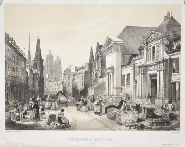 Amiens Picardie Original Litografía Rouargue 1850