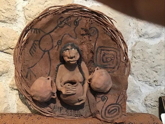 Art Indien Amerique Du Nord Bas Relief Corbeille Terre Cuite