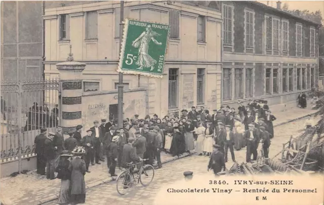 Cpa 94 Ivry Sur Seine Chocolaterie Vinay Rentree Du Personnel