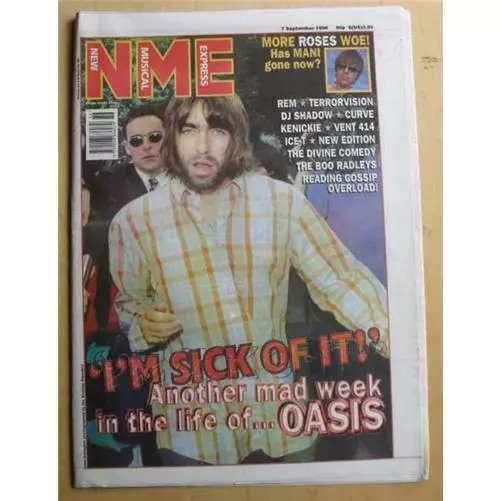 Oasis Nme Magazine September 7 1996 - Liam Cover With More Inside Uk