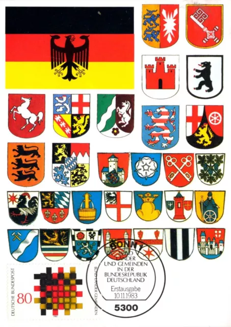 Bundesrepublik MiNr. 1194 Maximumkarte Bund, Länder und Gemeinden (1)