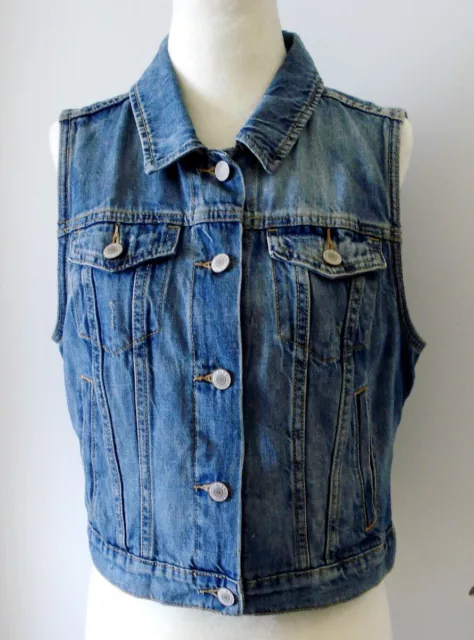 Old Navy Women’s Blue Denim Waistcoat Vest Top Size M