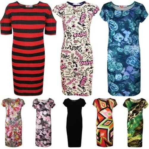 Bambine Midi Abito Designer Festa Aderente Moda Trendy Abiti 7-13 Anni