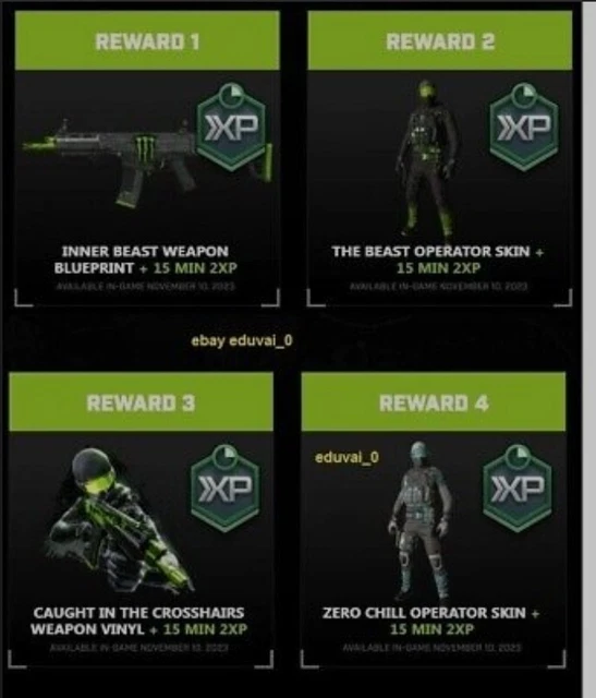 monster energy Modern Warfare 3 Event Promotional Codes x8