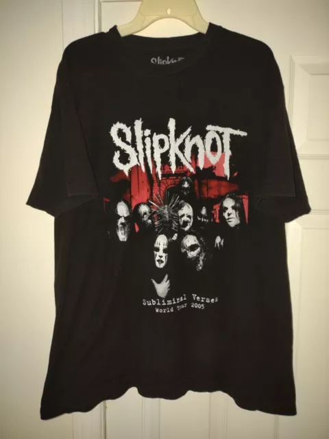 Slipknot 2005 Tour Subliminal Verses Mens T-Shirt XL Black Concert Band Tee