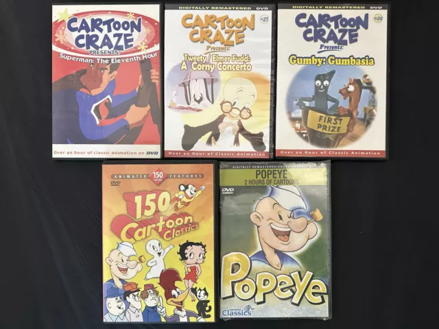 Lot Of 5 Cartoons Superman 150 Cartoon Classics Popeye Gumby Gumbasia On DVD