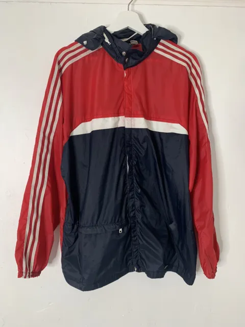 Vintage Adidas 80’s/90’s Full Zip Hooded Windbreaker Jacket Men’s Medium