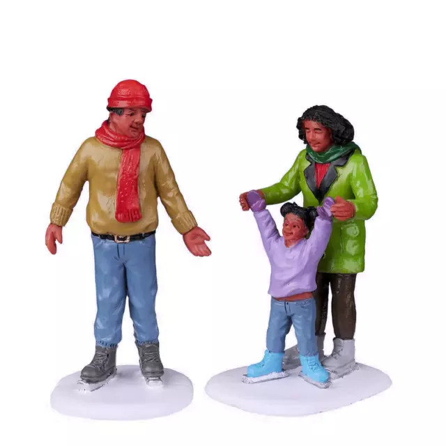 Lemax 2022 Family Ice Follies Vail Village #22125 Little Girl Mom Help Courage