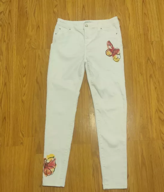 Truth & Theory White Butterfly Jeans Sz 10 32 x 28 Excellent Condition