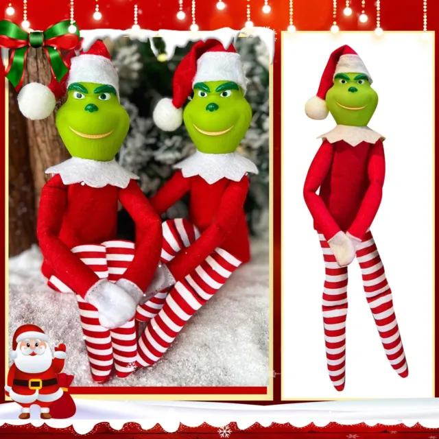 1-4*Christmas The Grinch Plush Dolls Toys Xmas Decoration Gifts elf red on shelf
