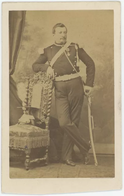 Military CDV circa 1865. Colonel Halna du Fretay with 3rd Lancers, to be confirmed.