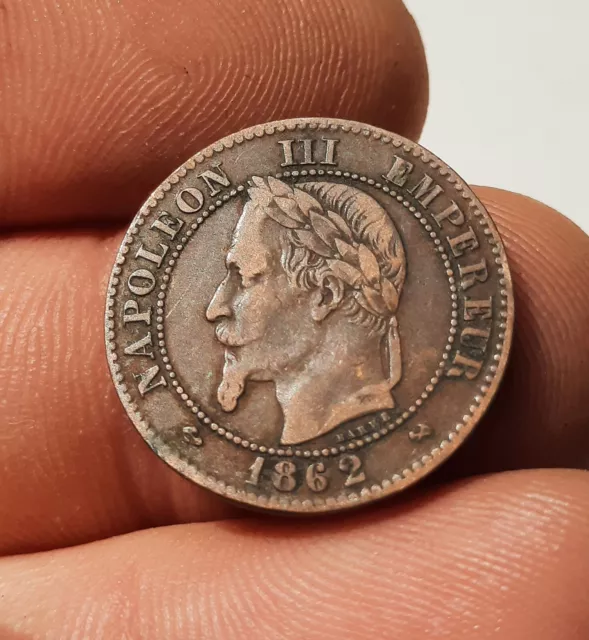 2 Centimes 1862 K Bordeaux, NAPOLÉON III,  Tête Laurée