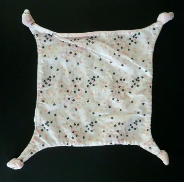 59. Doudou Plat Carre Mes Petits Cailloux Rose Blanc Gris Etoile Excellent Etat