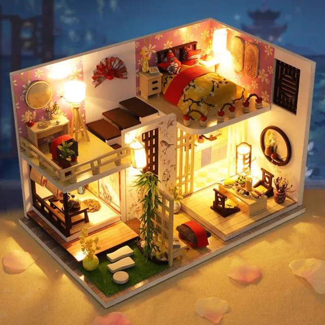 1/24 DIY Doll House Kit Assembly Furniture Miniature House Model with Light