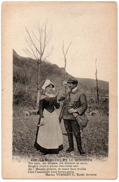 CPA 15 - Folklore (Cantal) - 6163. "The Shepherd and the Lord - ""Your Eyes..."