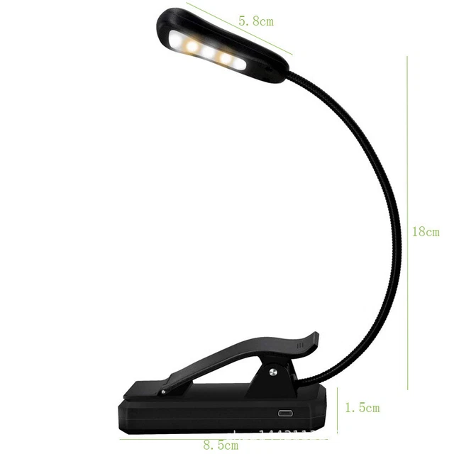 Flexible Rechargeable LED Book Reading Light With 3 Light Modes Easy Clip Lamp