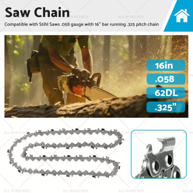 Tungsten Carbide Chainsaw Chain 16inch .325" .058 62DL Suitable for Stihl MS 230