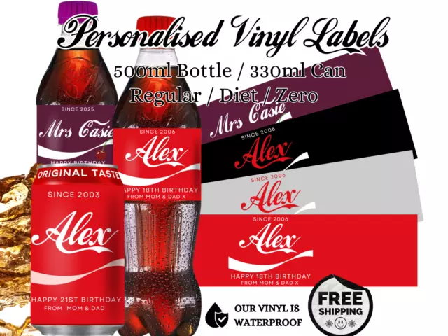 Personalised Coca-Cola Label Sticker Custom Name Can Bottle Party Favors Gifts