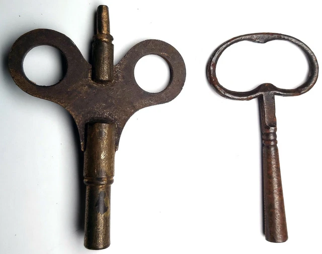 ANTIQUE BRASS DOUBLE Ended Fusee Clock Winding Key & Victorian Loop