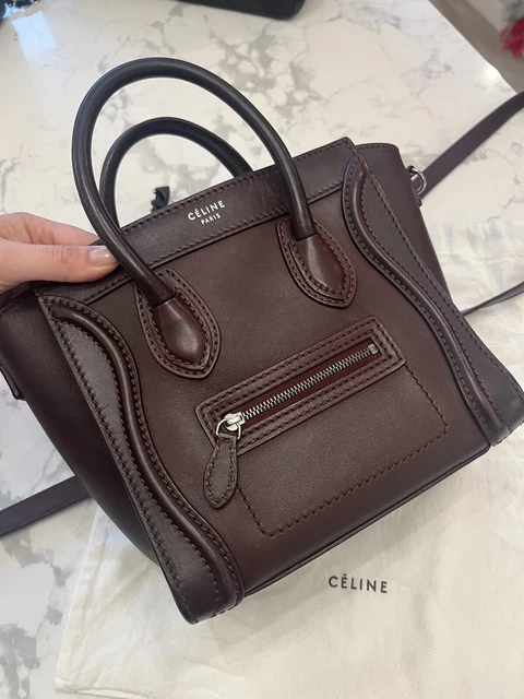 Celine nano luggage burgundy outlet