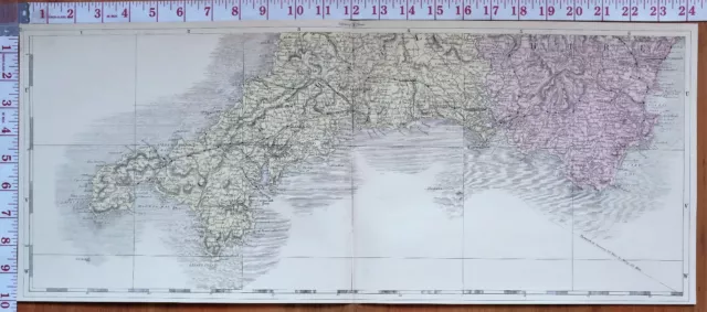 1883 Map Cornwall Helston Falmouth Truro Penzance Callington Totness