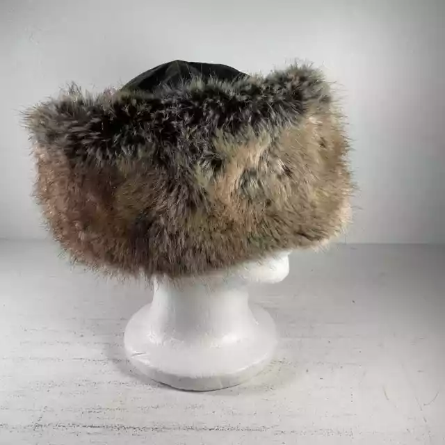 Barbour Brown Waxed Cotton & Faux Fur Women's Ushanka Hat (M) 3