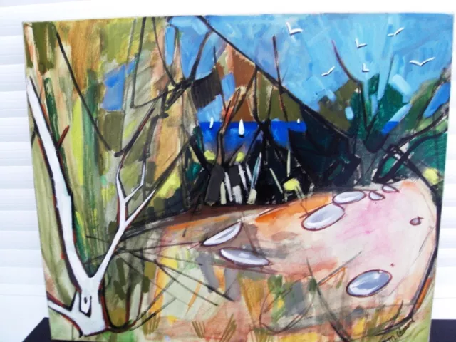 LEONARD Maurice - "LA CLAIRIERE" -HUILE/TECH.MIXTE S/ PAPIER MAROUFLE S/T -1954