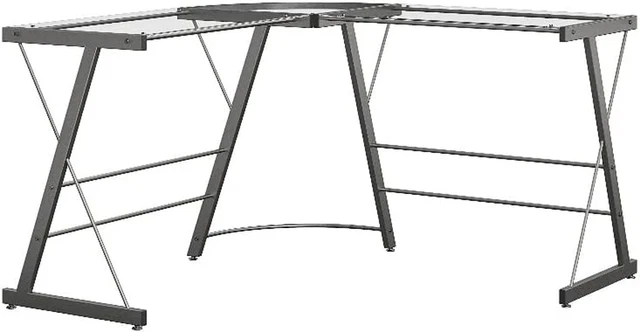 Ameriwood Home Odin Glass L-Shaped Computer Desk, Gray