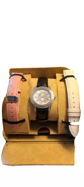 Joe Rodeo Women's Pink Beverly 1.35ct Diamond 3  Band Quartz Watch New battery