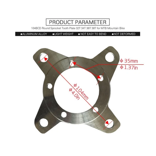 IFCOW Plateau De Pédalier 40 Dents BCD 104 Mm – Alu Léger, Compatible Shimano AM/XC, à Denture Large/étroite Pour Meilleure Rétention Chaîne