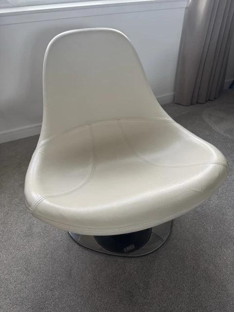 IKEA WHITE LEATHER Tirup Swivel Chair designed by Carl Ojerstam ...