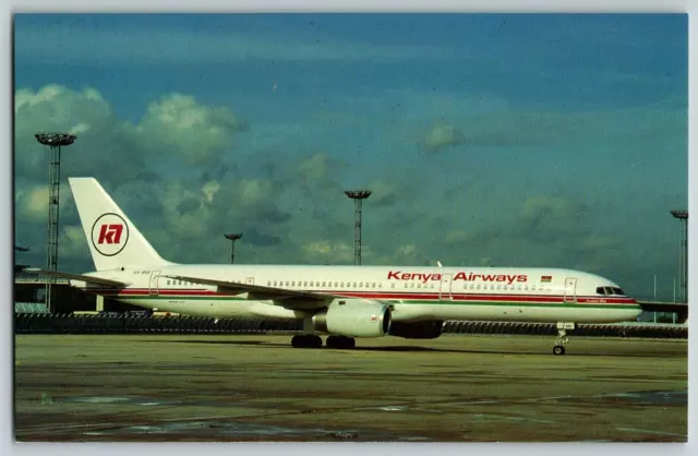 Paris, France - Kenya Airways Boeing B-757-23A - Airplane - Vintage Postcard