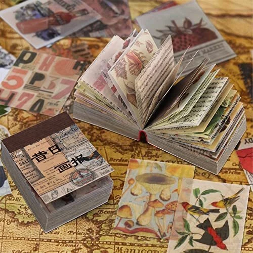 Juome 732 piezas suministros de álbum de recortes vintage papel de álbum de recortes para escribir en diario en...