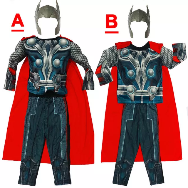 New Size 2-12 Kids Costumes Muscle Boys Thor Avenger Mask Gift Marvel Party