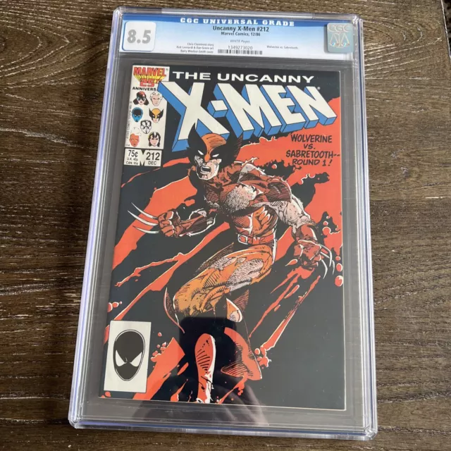 Uncanny X-Men #212 CGC - 8.5 Wolverine Vs. Sabretooth! Marvel 1986