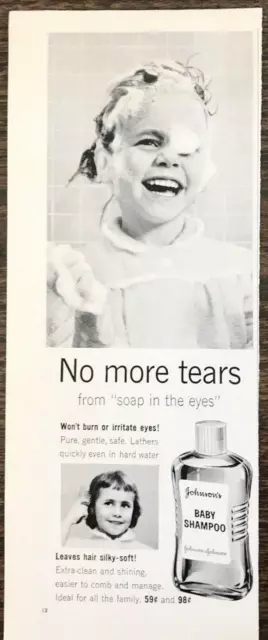 1957 Johnson's Baby Shampoo PRINT AD No More Tears