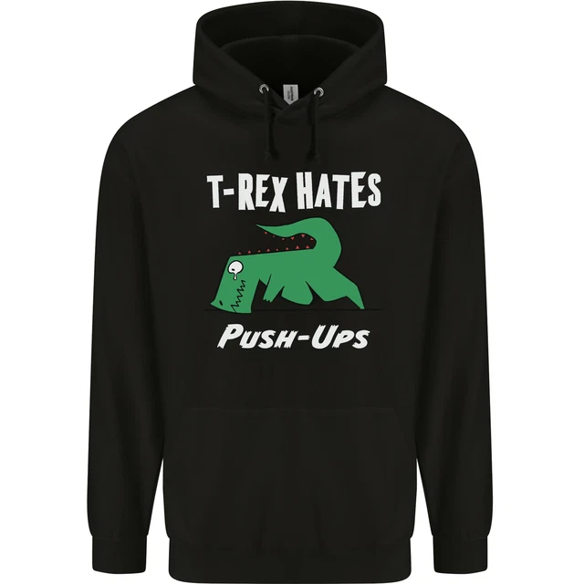 Felpa con cappuccio bambini T-Rex Hates Push Ups palestra divertenti dinosauri bambini