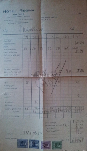Enveloppe Et Papier à En-tête Hotel Roma Mario Taglietti 1925 - Document Historique